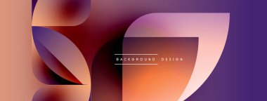 Soyut gradyanlar çakışıyor, dinamik görsel akış yaratıyor. Sıcak tonlarda serin mor renklere geçiş. Modern tasarım ögesi.