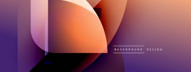 Soyut gradyan katmanlar dinamik bileşim oluşturur. Mor, turuncu renkler harmanlanarak modern zemin oluşturuyor. Minimalist tasarım unsurları parlak görsel cazibe sunar.