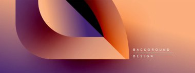 Soyut gradyan şekiller çakışıyor. Sıcak renkler serin tonlara karışır. Metin elementli minimalist tasarım. Modern estetik.