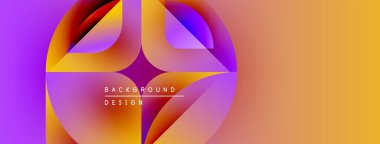 Soyut renkli şekiller örtüşüyor, canlı bir gradyan arkaplan oluşturuyor. Modern tasarım elementleri akıcılık, enerji, sıcaklık.