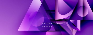 Soyut mor tasarım geometrik şekiller, gradyanlar, üst üste binen katmanlar içerir. Modern estetik dijital arkaplanlar için uygundur.