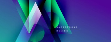 Soyut geometrik şekiller canlı mavileri, morları, yeşillikleri harmanlarlar. Modern tasarım teknoloji, yenilik, dinamik enerji öneriyor. Metin arkaplan tasarımı okur.