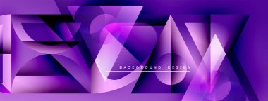 Soyut mor tasarım. Geometrik şekiller örtüşür, dinamik görsel efekt yaratır. Çeşitli projeler için modern arkaplan.