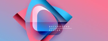 Soyut geometrik şekiller harmanlanarak canlı pembe ve mavi renkler yaratır. Metin arka plan tasarımı okur. Modern görsel kompozisyon.