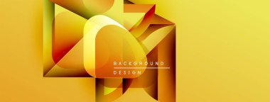 Soyut geometrik bileşim. Sarı, turuncu gradyanlar dinamik görsel efekt yaratır. Modern tasarım elementleri yenilik ve teknoloji öneriyor.