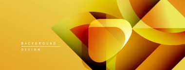 Soyut geometrik şekiller örtüşüyor, canlı turuncu ve sarı renkler yaratıyor. Modern tasarım dinamik ve enerjik hissettiriyor. Arkaplan yenilik ve yaratıcılığı öneriyor.