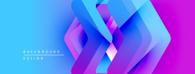 Soyut geometrik şekiller örtüşür, parlak mavi ve mor renkler yaratır. Modern tasarım arka planlar, pankartlar, sunumlar için uygun.