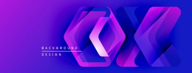 Soyut mor tasarım. Katmanlar derinlik yaratır, modern estetik. Gradyan renkler, geometrik şekiller, canlı sunum.