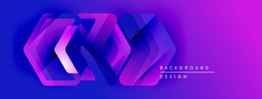 Soyut geometrik şekiller örtüşüyor, canlı mor, mavi bir eğim yaratıyor. Arkaplan ve sunumlar için modern tasarım ögesi.