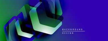 Soyut geometrik şekiller canlı bir zemin oluşturur. Mavi, yeşil renkler tasarıma egemen, derinliği ve modernliği işaret ediyor. Mevcut en küçük metin.