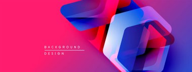 Canlı pembe arkaplan özellikleri katmanlı mavi geometrik şekiller. Modern tasarım elementleri dinamik görsel etki yaratır. Mevcut en küçük metin.