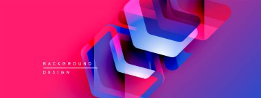 Soyut geometrik şekiller örtüşür ve canlı pembe renk gradyanı yaratır. Modern tasarım elementleri dinamik görsel deneyim önerir.