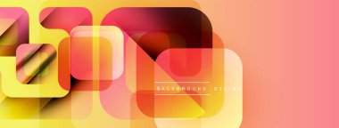 Soyut geometrik şekiller örtüşüyor, canlı turuncu ve sarı renkler yaratıyor. Sancaklar ve sunumlar için modern tasarım ögesi.