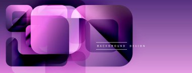 Soyut mor tasarım özellikleri üst üste binen yuvarlak kareler. Gradyan etkileri olan modern, minimalist bir tarz. Metin arkaplan tasarımı okur.