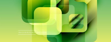 Soyut geometrik şekiller örtüşüyor, canlı yeşil gradyanlar yaratıyor. Modern tasarım arka planlar, sunumlar ve markalaşma için uygundur..