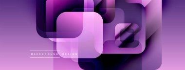 Soyut mor dizayn, üst üste binen dikdörtgenler. Gradyan gölgeler dinamik görsel efekt yaratır. Dijital projeler için modern arkaplan.