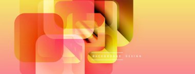 Soyut geometrik şekiller örtüşüyor, canlı turuncu ve sarı renkler yaratıyor. Arkaplan ve sunumlar için uygun modern tasarım.