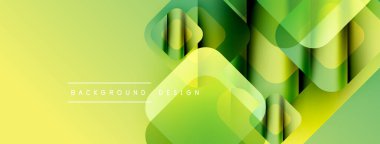 Soyut geometrik arkaplan. Üst üste binen kareler dinamik görsel efekt yaratır. Yeşilin dereceli tonları baskın bileşim. Modern tasarım ögesi.