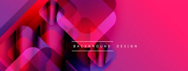 Soyut geometrik şekiller örtüşüyor, canlı pembe, mor renkler yaratıyor. Arkaplan ve sunumlar için modern tasarım ögesi.