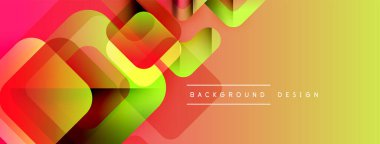 Soyut geometrik şekiller örtüşür, canlı bir değişim etkisi yaratır. Sarı, kırmızı, yeşil renkler kompozisyona hakim. Modern tasarım ögesi.