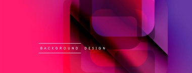 Soyut geometrik katmanlar canlı pembe, mor gradyan oluşturur. Arka planlar ve sunumlar için modern tasarım öğesi. Yumuşak geçişler görünür.