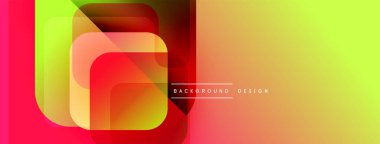 Soyut geometrik şekiller çakışıyor. Canlı gradyanlar dinamik görsel efekt yaratır. Arkaplan ve sunumlar için uygun modern tasarım.