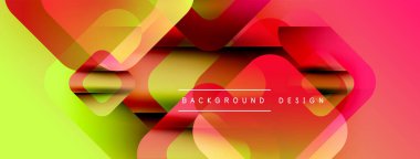 Soyut geometrik şekiller örtüşür, canlı bir gradyan arkaplan oluşturur. Renkler sarıdan kırmızıya kadar değişir. Metin arkaplan tasarımı okur.