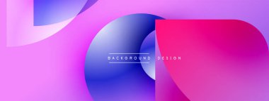 Soyut sıvı şekiller, canlı pembeler, maviler, morlar harmanlanır. Modern tasarım elementleri dinamik görsel deneyim yaratır.