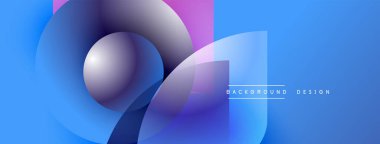 Soyut geometrik şekiller örtüşür, parlak mavi ve mor renkler yaratır. Arka planlar ve sunumlar için modern tasarım öğesi. Yumuşak geçişler görünür.
