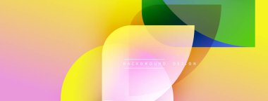 Soyut renkli arkaplan. Üst üste binen şekiller dinamik görsel efekt yaratır. Gradyan renkleri pürüzsüz, modern tasarım ögesine karışıyor.