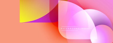 Soyut tasarım özellikleri üst üste binen renkli şekiller. Gradyan renkler harmanlanarak, dinamik görsel efekt yaratır. Modern estetik, uygun arka planlar.