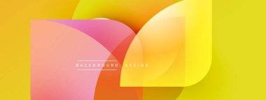 Soyut renkli katmanlar örtüşüyor. Sarı, turuncu, pembe renkler dinamik görsel efekt yaratır. Arka planlar için modern tasarım ögesi.