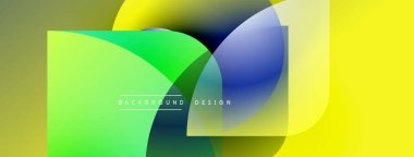 Soyut enerjik tasarım. Üst üste binen şekiller dinamik renk değişimleri yaratır. Modern estetik, arka planlar ve sunumlar için uygun..