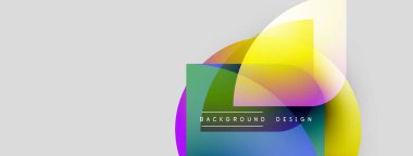 Soyut renkli şekiller örtüşüyor ve dinamik bir zemin oluşturuyor. Metin arka plan tasarımı okur. Minimalist tarz, modern estetik.