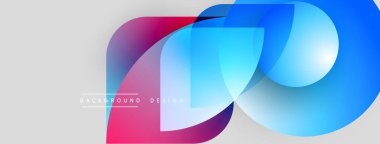 Soyut şekiller örtüşüyor, canlı renk değişimleri yaratıyor. Pembe, mavi renkler dizaynda baskın, basit metinler aşağıda. Modern, temiz estetik.