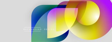 Soyut renkli çakışan daireler dinamik görsel efekt yaratır. Gradyan renkler düzgün bir şekilde harmanlanarak modern tasarım elementini oluşturur.