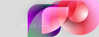 Soyut renkli şekiller çakışıyor. Gradyan renkler dinamik görsel efekt yaratır. Arkaplan ve sunumlar için modern tasarım ögesi.