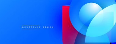 Soyut mavi kırmızı tasarım. Üst üste binen şekiller dinamik görsel efekt yaratır. Dijital projeler için modern arkaplan.