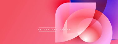 Soyut gradyan şekiller çakışıyor ve canlı bir görsel etki yaratıyor. Pembe, mor renkler tasarıma egemen, modern estetik.