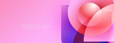 Soyut pembe arkaplan özellikleri üst üste binen daireler, modern tasarım yaratıyor. Gradyan renkler sorunsuzca karışır, görsel cazibe sunar.