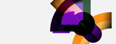 Soyut renkli şekiller örtüşür, dinamik bileşim yaratır. Modern tasarım canlı renklere, pürüzsüz eğimlere sahiptir. Minimalist estetik.