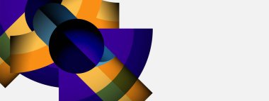 Soyut geometrik şekiller, canlı renkler, dairesel tasarım. Gradyan, kontrastlı, görsel cazibeli modern kompozisyon.