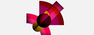 Soyut tasarım kıvrımlı şekiller, canlı pembeler, bordo, altın içerir. Merkezi Koyu Çember Çapaları bileşimi. Minimalist estetik.