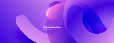 Soyut sıvı şekiller, canlı mor renkler, pürüzsüz gradyanlar modern arkaplan tasarımı yaratır. Minimalist estetik, dinamik kompozisyon.