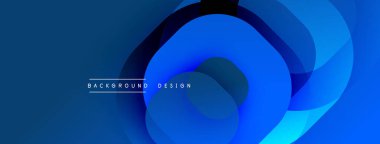 Soyut mavi katmanlar dinamik bileşim yaratır. Derece gölgeleri derinliği, modern estetiği gösteriyor. Metin arkaplan tasarımı okur.