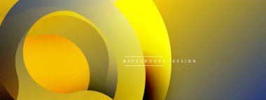 Soyut sarı, gri gradyanlar katmanlı dairesel şekiller oluşturuyor. Modern tasarım dinamik hareketler, pürüzsüz geçişler öneriyor. Minimalist estetik.