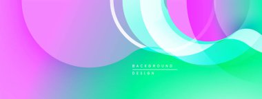 Soyut arkaplan özellikleri akan şekiller, canlı renkler. Pembe, turkuaz, yeşil gradyanlar dinamik görsel efekt yaratır. Modern tasarım ögesi.