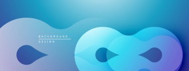 Soyut mavi tasarım özellikleri üst üste binen yuvarlak şekiller. Gradyan derinlik yaratır, pürüzsüz geçişler. Minimalist estetik, modern arkaplan.