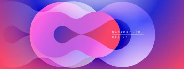 Soyut renkli şekiller örtüşür, dinamik görsel efekt yaratır. Gradyan renkler düzgün bir şekilde harmanlanarak modern tasarımı oluşturur..