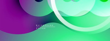 Soyut sıvı şekilleri, canlı gradyanlar. Mor, yeşil renkler kusursuz bir şekilde harmanlanır. Modern tasarım hareketi ve enerjiyi çağrıştırıyor. Yumuşak geçişler derinlik yaratır.